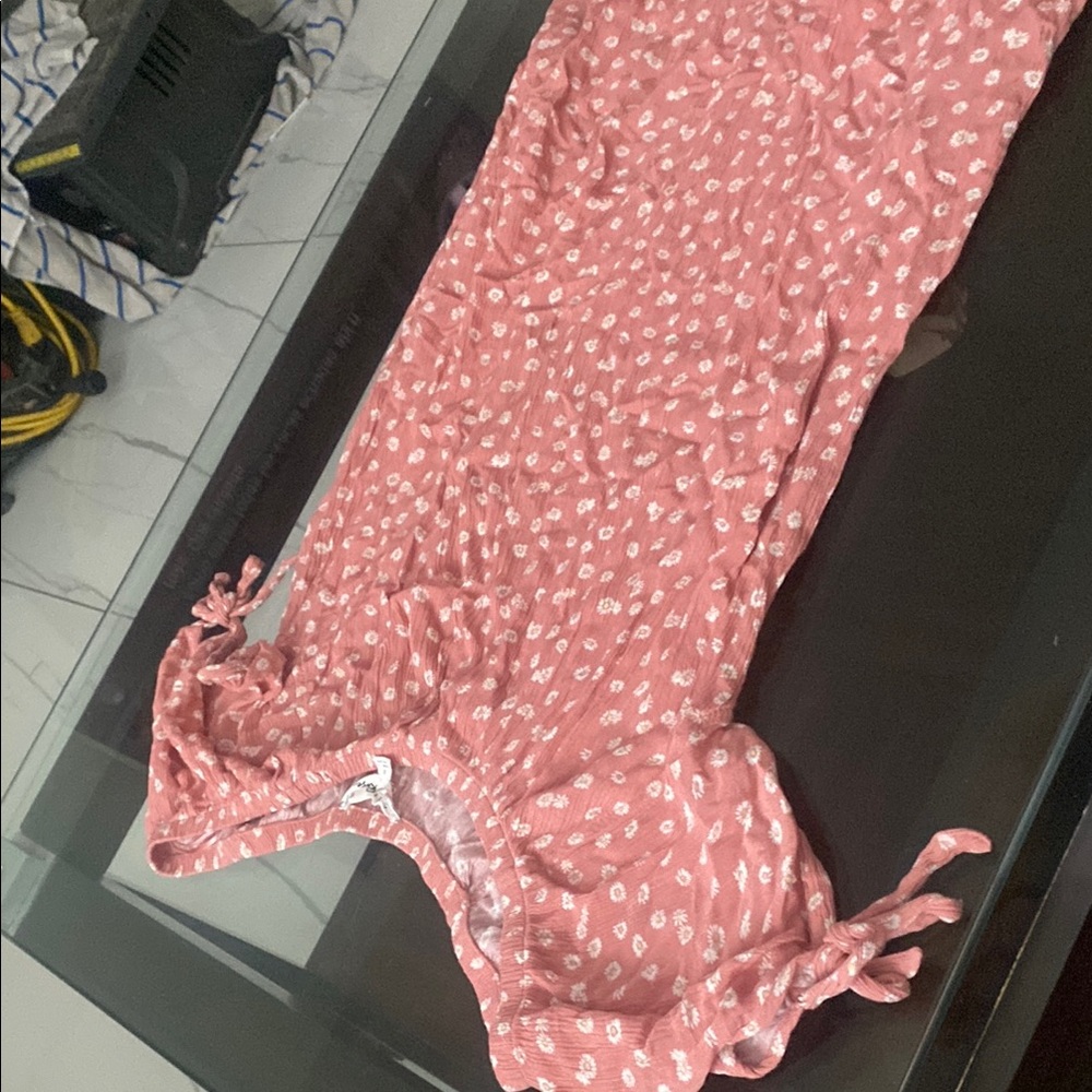 Pink Patterned Dress with Ties